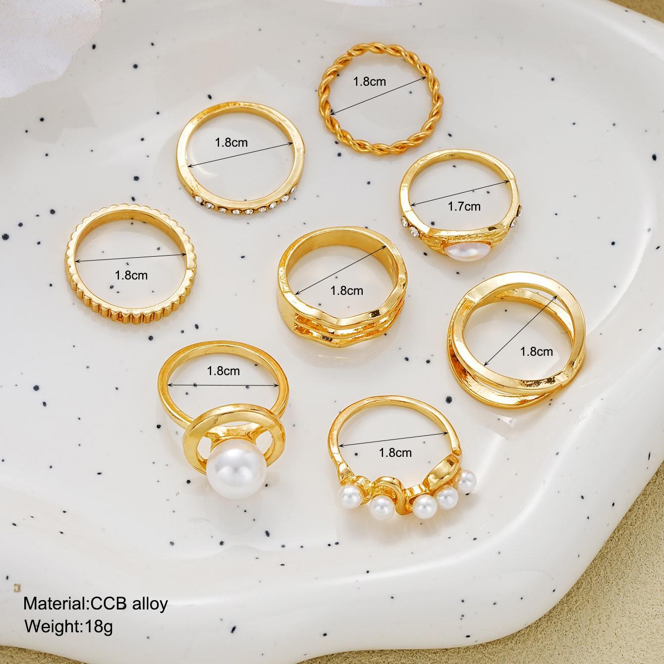 Damen Ring-Set mit eleganten Perl- und geschwungenen Designs Shop Nory