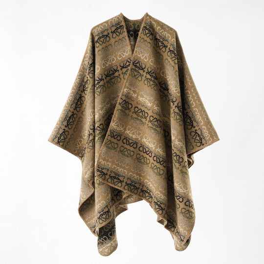 Damen Überwurfcape im Jacquard-Strick mit Allover-Monogramm und weichem Fall Shop Nory