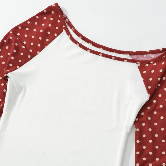 Damen Asymmetrisches Longsleeve mit Polka-Dot Raglanärmeln Shop Nory