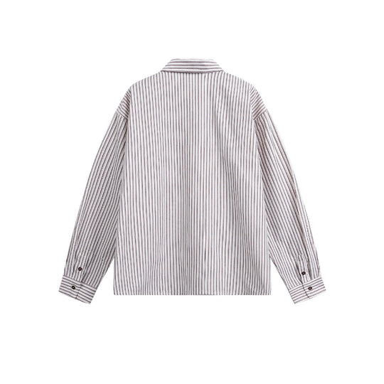 Herren Gestreiftes Overshirt mit Zwei‑Wege‑Reißverschluss und Brusttasche Shop Nory