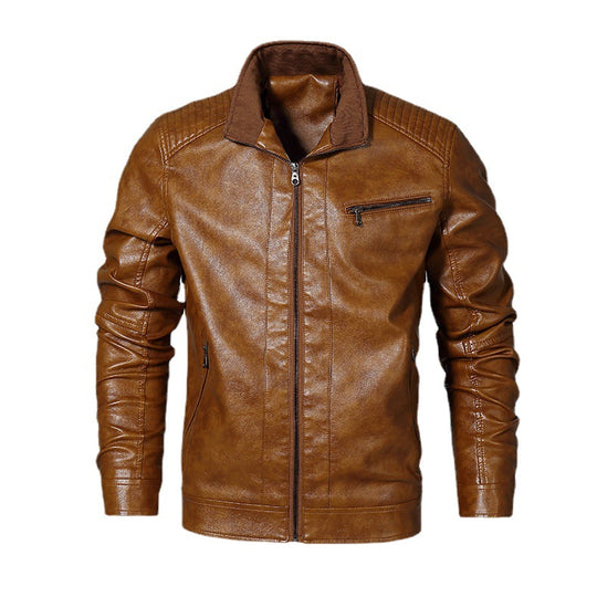 Herren schmal geschnittenes Kunstleder-Blouson mit hochschließendem Stehkragen und Schultersteppung Shop Nory