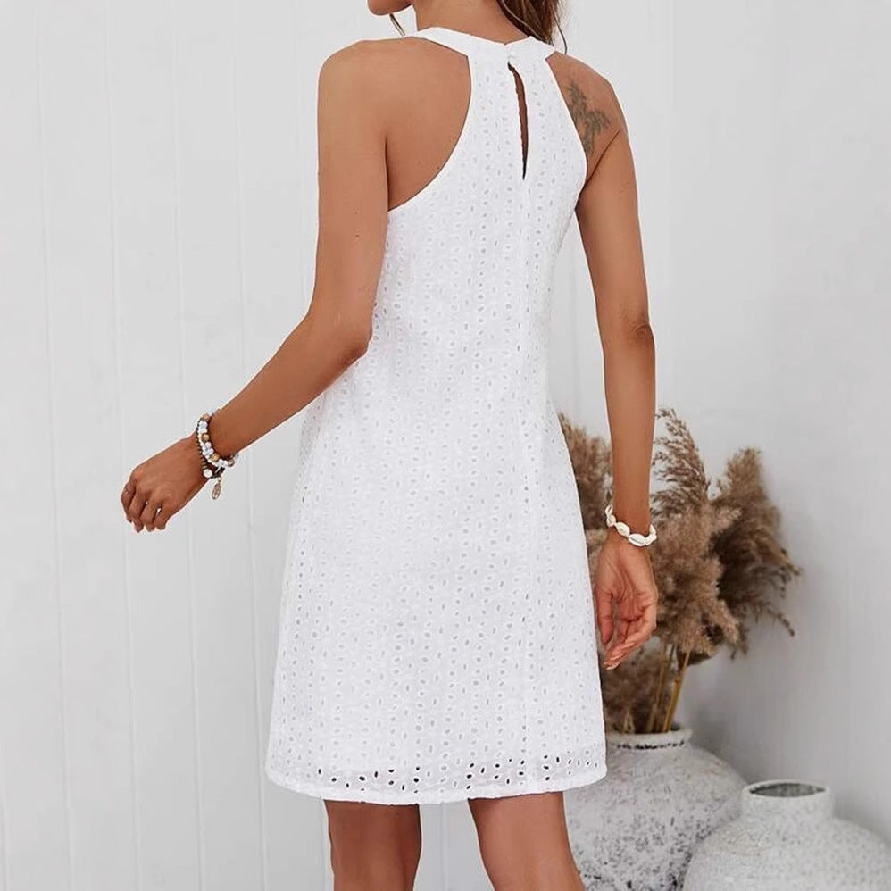 Damen Sommerkleid mit luftigem Schnitt und dekorativem Lochmuster