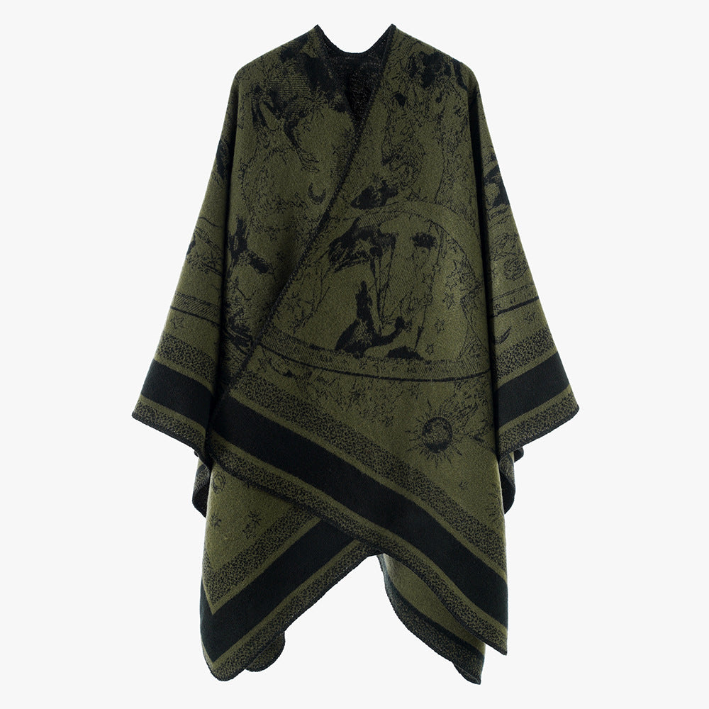 Damen Jacquard-Capeponcho mit doppelseitiger Webstruktur und V‑Ausschnitt Shop Nory