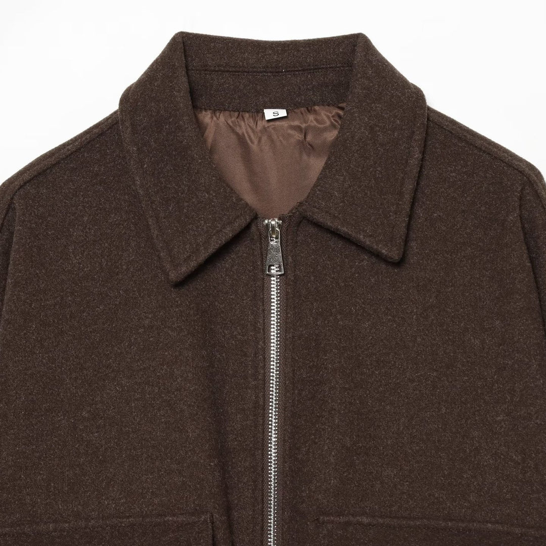 Damen Kurzjacke aus Wollmix mit Reißverschluss, Pattentaschen und elastischem Saum Shop Nory