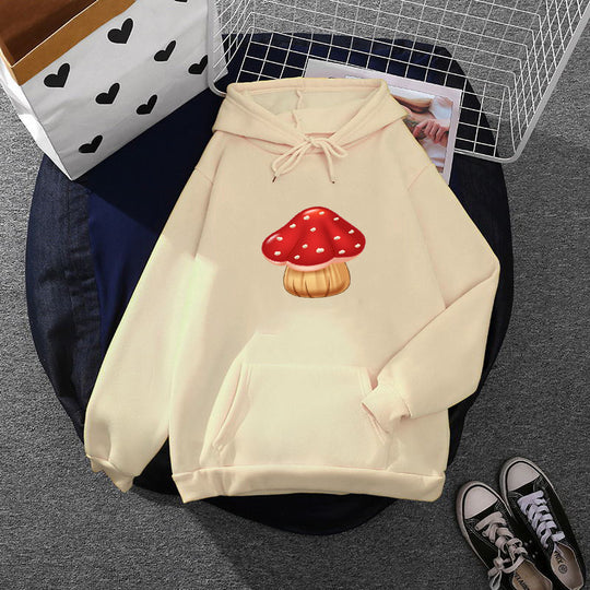 Damen nan leichter Oversize Kapuzenpullover mit Herz‑EKG‑Motiv, langen Kordeln und elastischem Bund Shop Nory