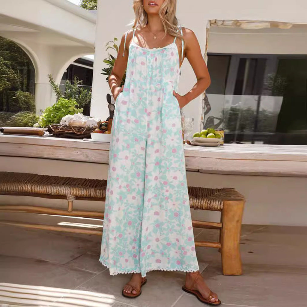 Damen Maxikleid mit floralem Muster und verstellbaren Trägern Shopnory