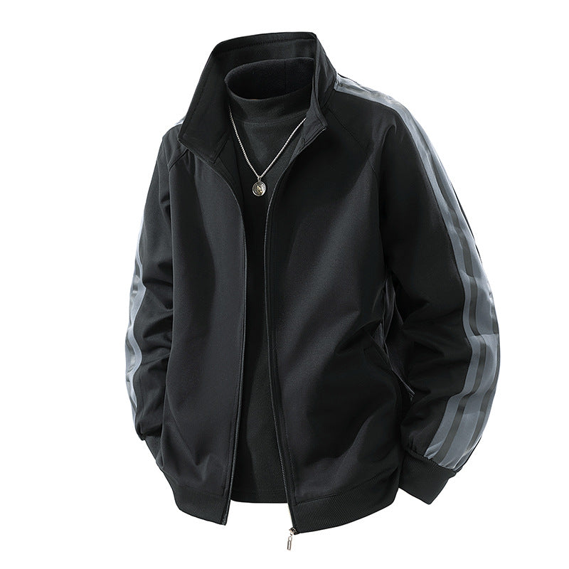 Herren Sportive Zipjacke mit Stehkragen und kontrastierenden Ärmestreifen Shop Nory