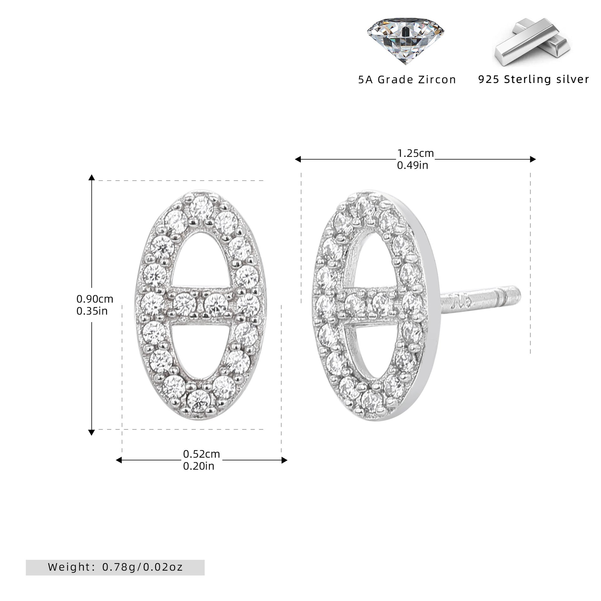 Damen Ohrstecker aus hochwertigem 925 Sterling Silber mit funkelnden Zirkonia Shop Nory