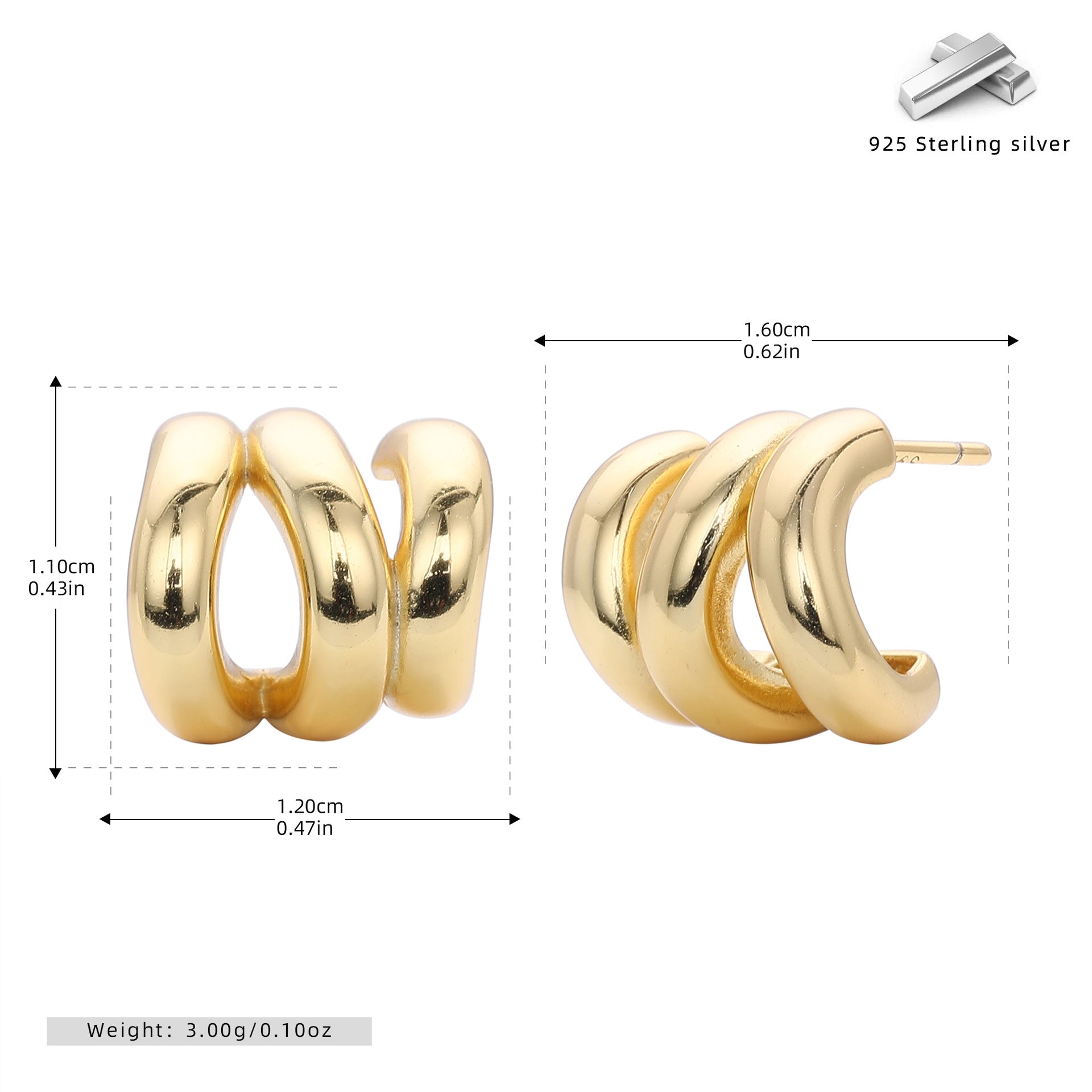 Damen Ohrhänger im eleganten, geschwungenen Design aus hochwertigem 925 Sterling Silber Shop Nory