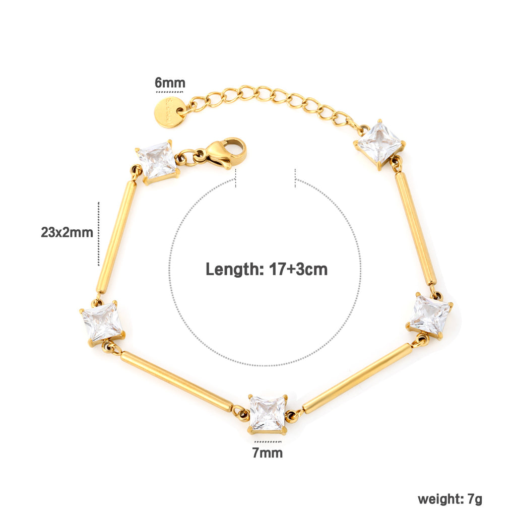 Damen Armband mit funkelnden Zirkonia und elegantem Kettendesign Shop Nory