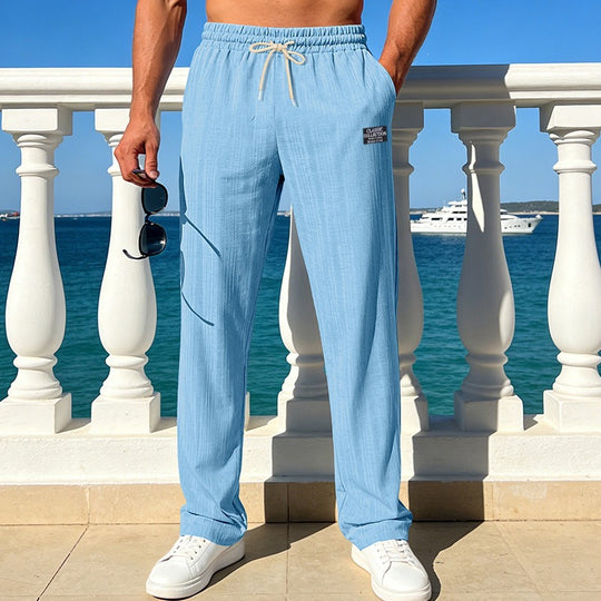 Herren Leichte Relax-Loungehose aus Strukturjersey mit Tunnelzug und geradem Bein Shop Nory