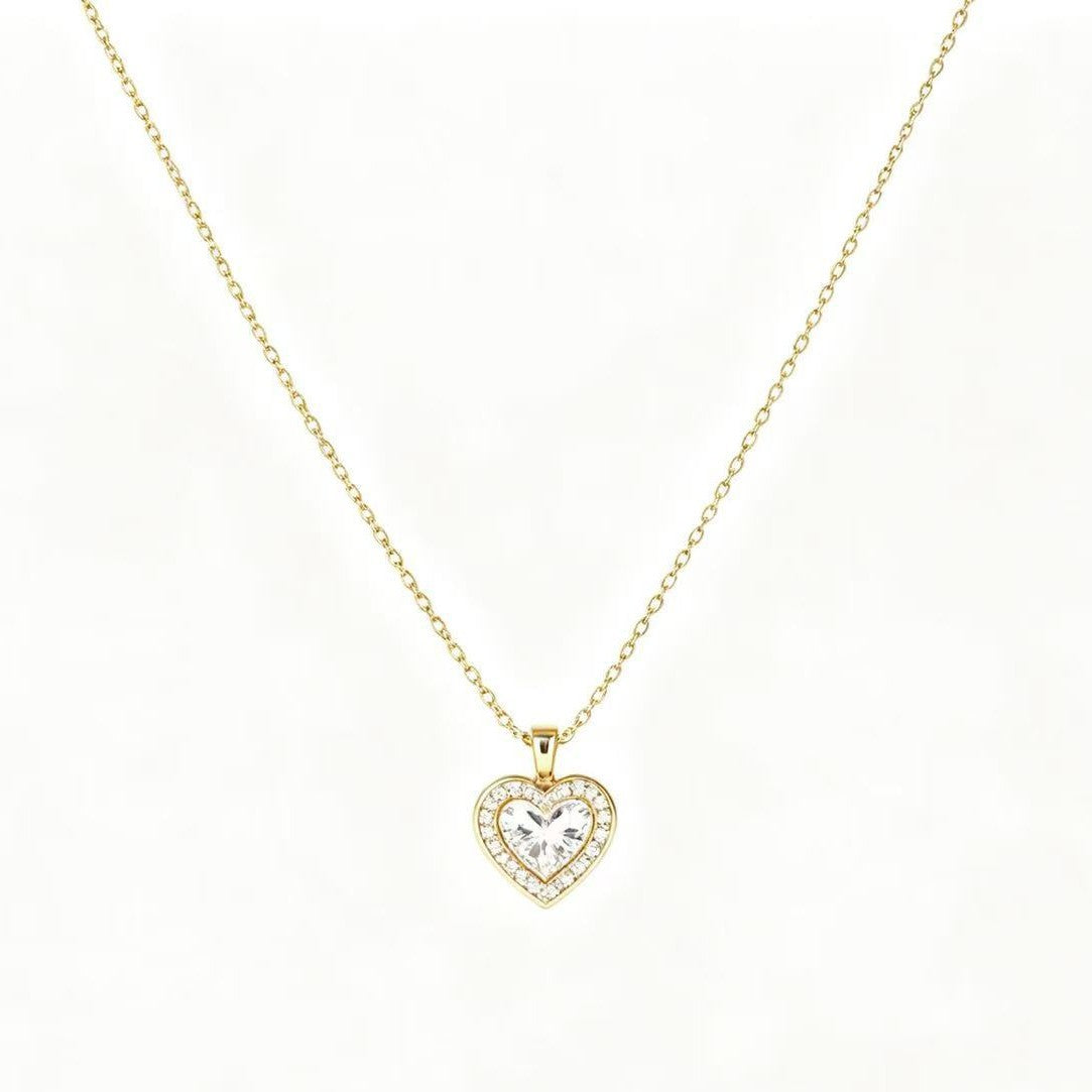 Damen Halskette mit funkelndem Zirkonia-Anhänger und robustem Gliederketten-Design Shop Nory