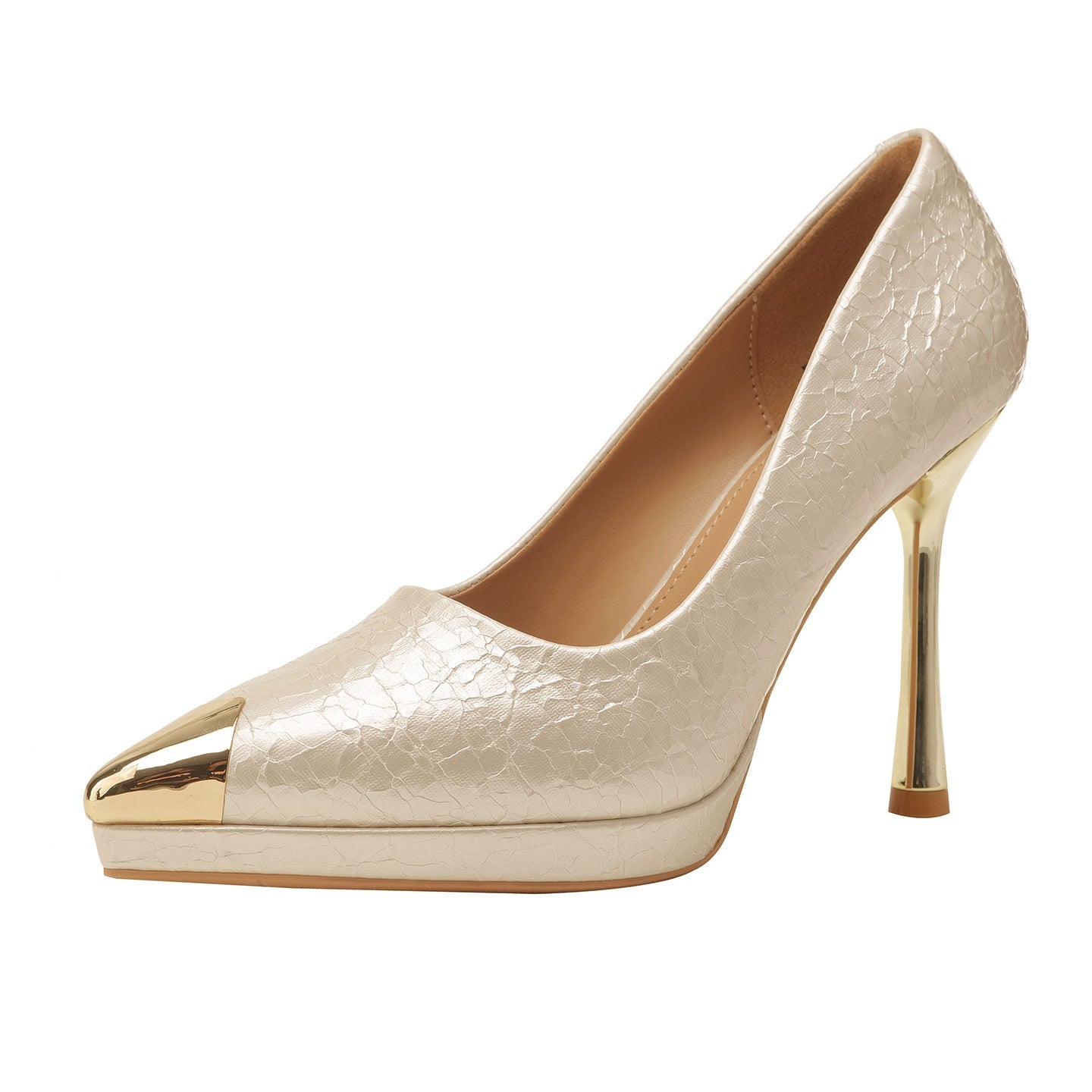 Damen elegante High Heels mit glamourösem Metall-Spitzen-Design