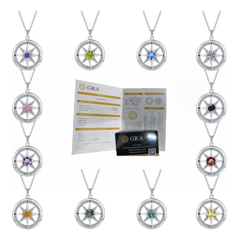 Damen Halskette mit detailreichem Kompass-Anhänger Shop Nory