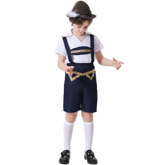 Unisex nan festliche Kinderhose mit verstellbaren Hosenträgern und Ziergürtel Shop Nory