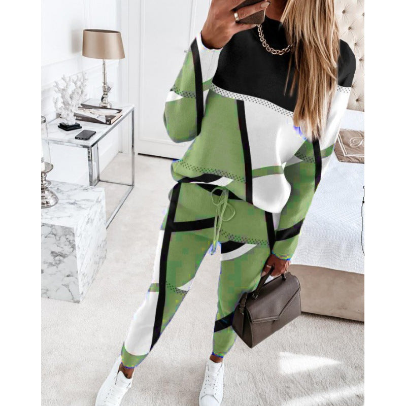 Damen trendy Sweatanzug mit grafischem Muster