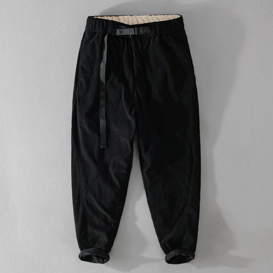 Herren Kord-Chino mit elastischem Bund, Gurtbandschließe und konischem Schnitt Shop Nory