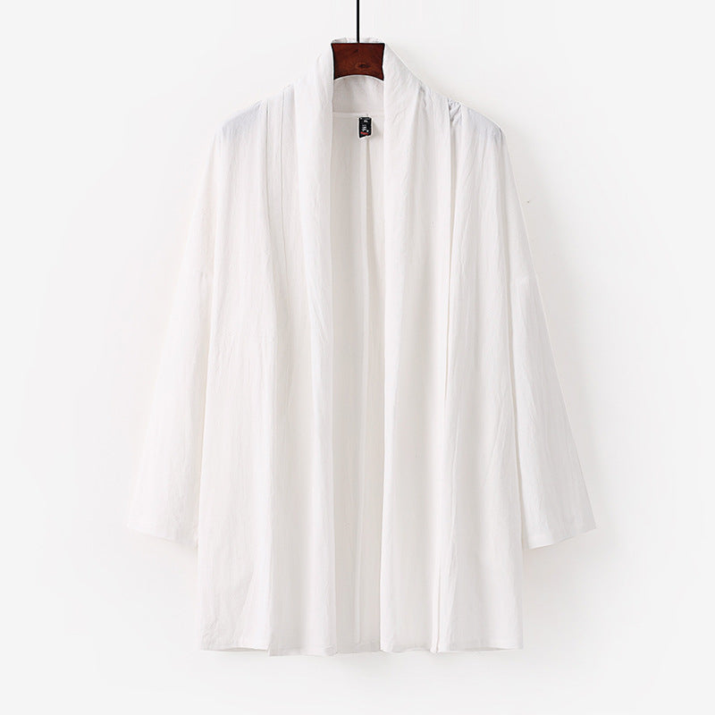 Unisex Offene Kimono-Cardigan aus leichter Baumwoll-Leinen-Mischung Shop Nory