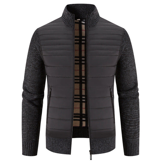 Herren gesteppte Hybridjacke mit Strickärmeln und modernem Stehkragen