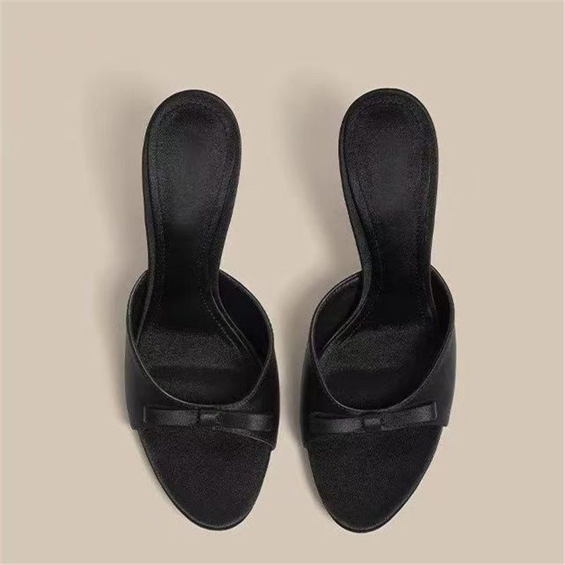 Damen elegante Mules mit filigraner Schleifenverzierung