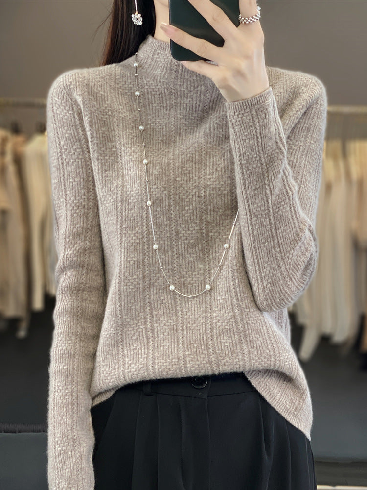 Damen Strukturierter Mockneck-Pullover aus kaschmirähnlicher Wollmischung Shop Nory