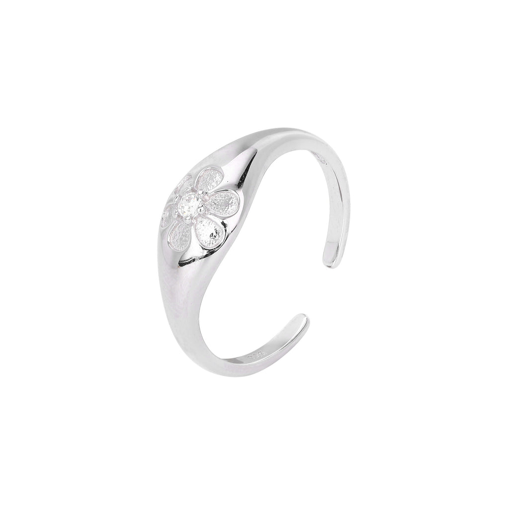 Damen Ring mit Blumenmotiv und funkelndem Zirkonbesatz Shop Nory