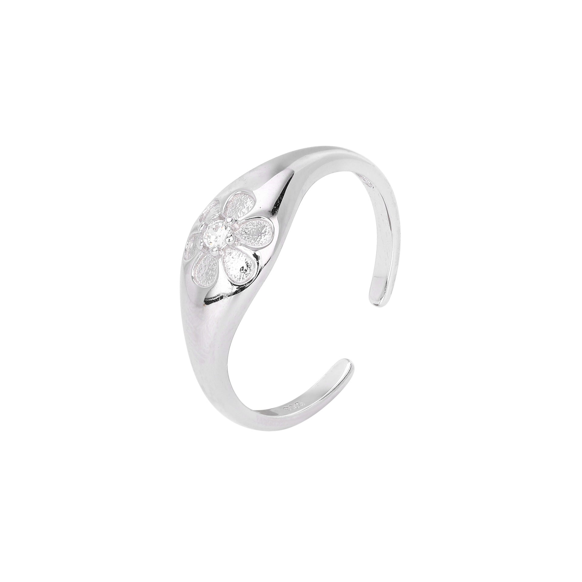 Damen Ring mit Blumenmotiv und funkelndem Zirkonbesatz Shop Nory