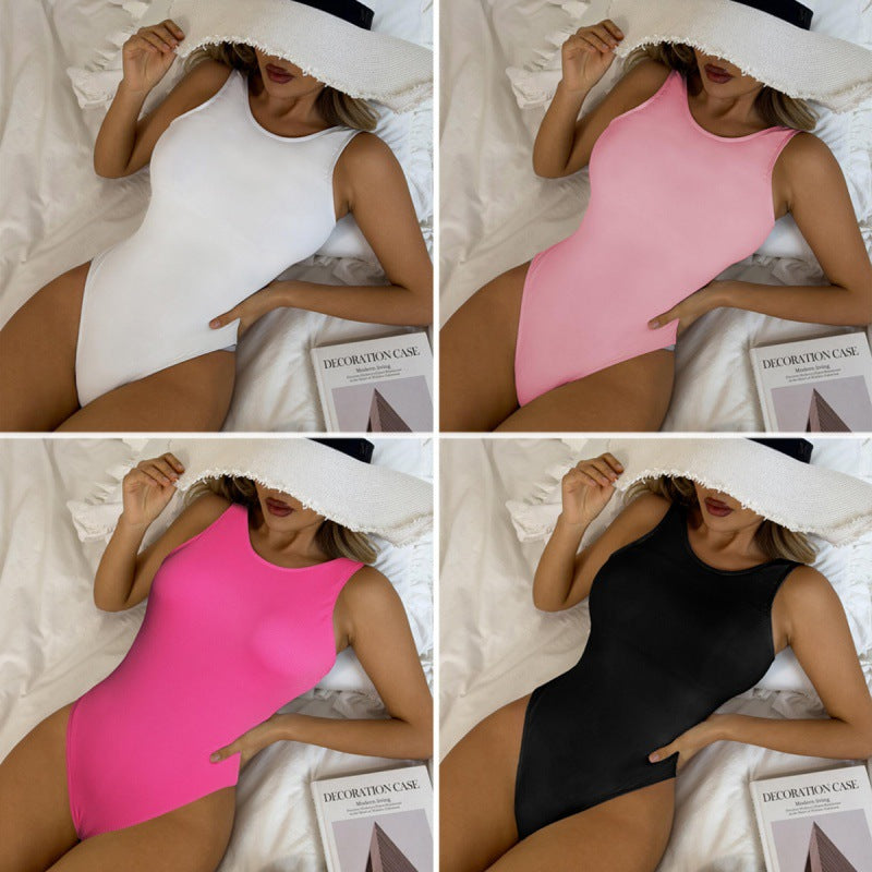 Damen Einteiler Badeanzug mit modernen Rippstrukturen und flexiblem Schnitt