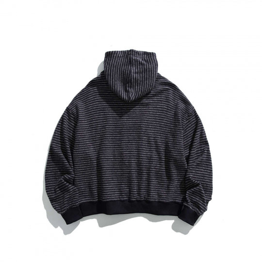 Unisex Boxy Kapuzen-Sweatjacke mit durchgehendem Reißverschluss, Streifenstruktur und geripptem Saum Shop Nory