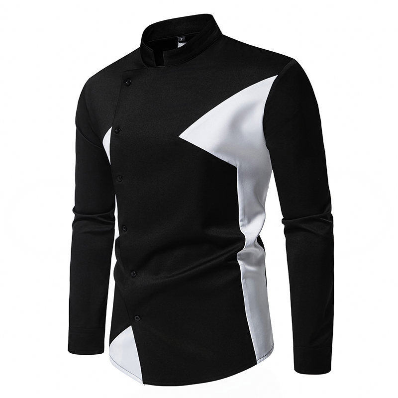 Herren Designer Hemd mit asymmetrischem Farbblock