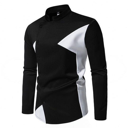 Herren Designer Hemd mit asymmetrischem Farbblock