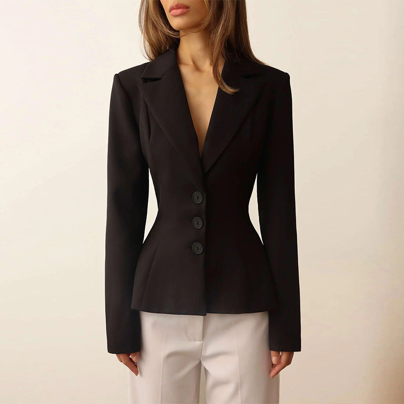 Damen taillierter Blazer mit elegantem Revers