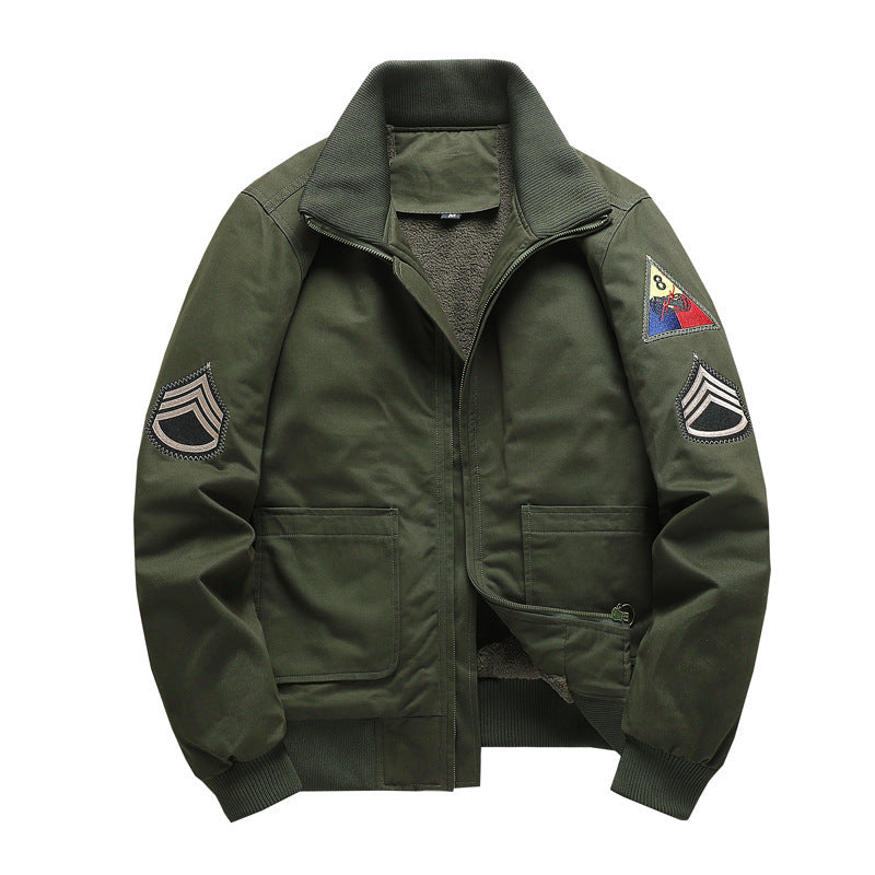 Herren Fliegerblouson mit Sherpa-Innenfutter, gestickten Patch-Details und geripptem Saum Shop Nory