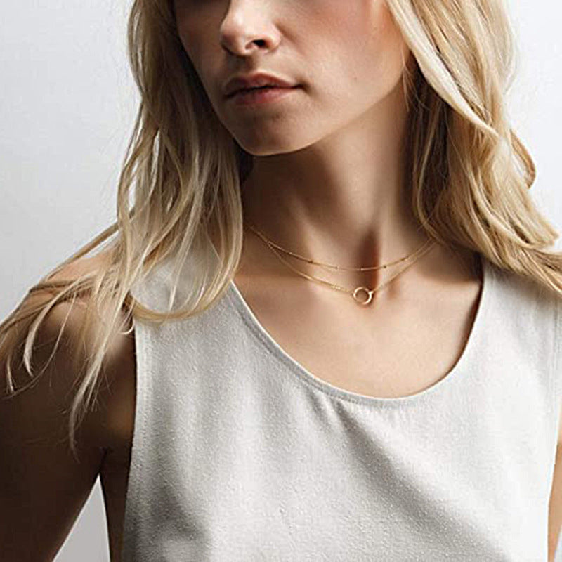 Damen mehrlagige Halskette mit modernen Ringen und filigranem Design Shop Nory