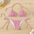 Damen Triangelbikini mit verspieltem Blütenmuster und einstellbaren BindShopnoryändern Shopnory