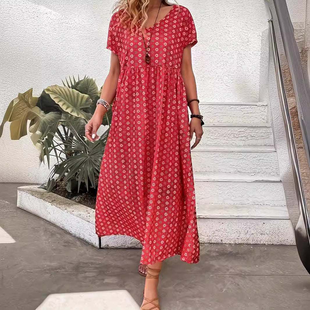 Damen Maxikleid mit floralen Mustern und lässiger Taillierung