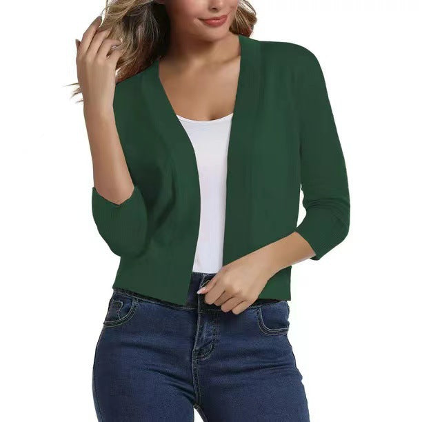 Damen nan offener Kurzcardigan mit dreiviertelärmeln und elastischem Saum Shop Nory