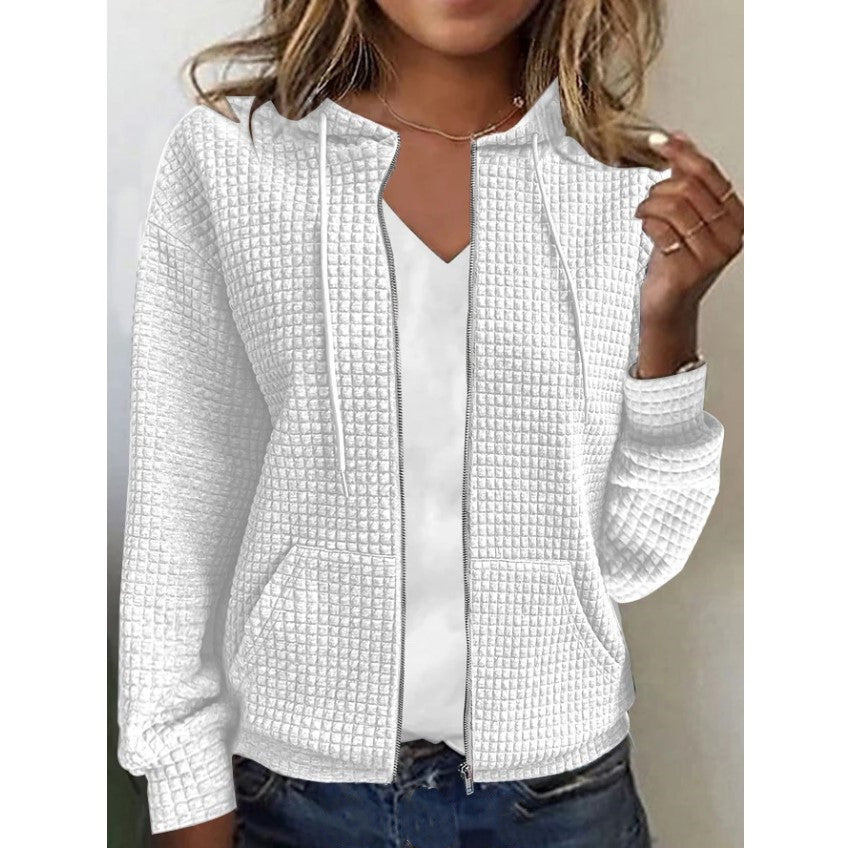 Damen Kapuzenjacke mit Waffelstruktur, Reißverschluss und Eingrifftaschen Shop Nory