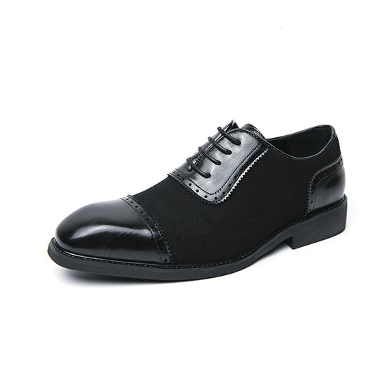 Herren elegante Oxford-Halbschuhe mit Kapzehen-Design, Leder-Textilmix und gepolstertem Komfortfußbett Shop Nory