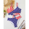 Damen Triangel-Bikini mit modischem Sternen- und Streifenmuster Shopnory