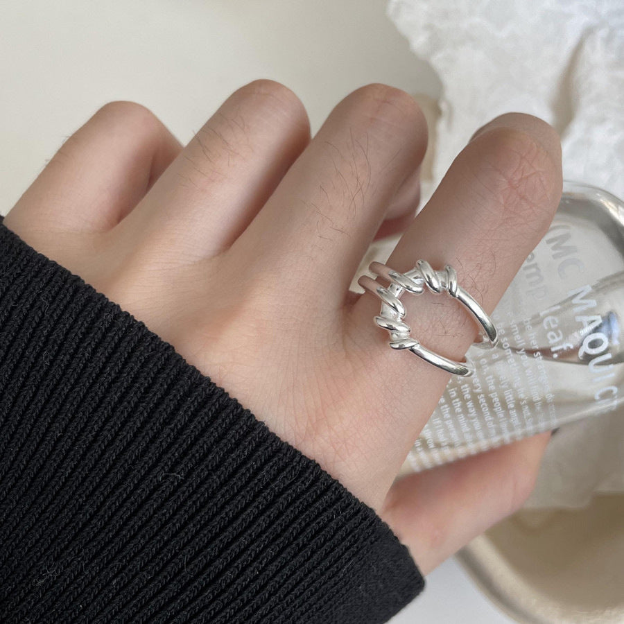 Damen Offener Silberring mit kreativem Handdesign Shop Nory