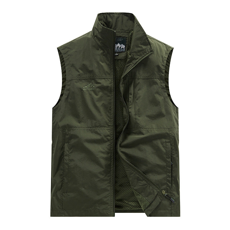 Herren Leichte Utility-Weste mit Mesh-Innenfutter, Reißverschluss und hohem Stehkragen Shop Nory