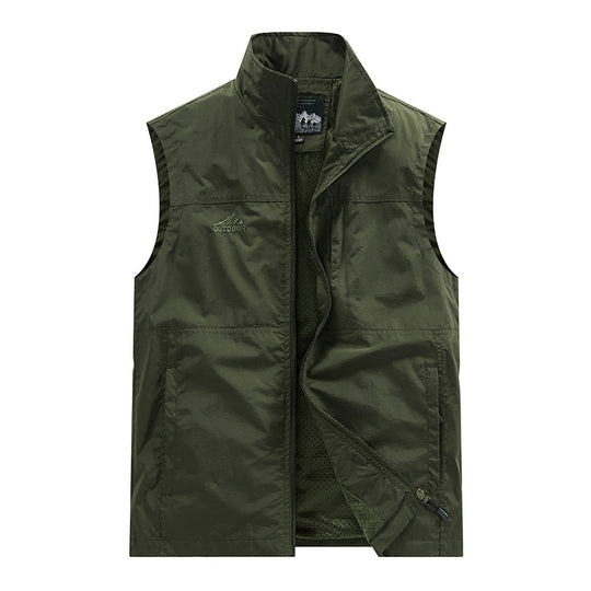 Herren Leichte Utility-Weste mit Mesh-Innenfutter, Reißverschluss und hohem Stehkragen Shop Nory