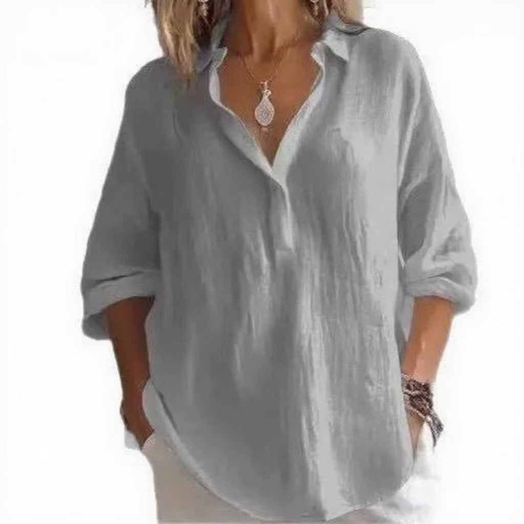 Damen Leichte Leinenbluse