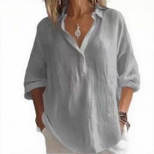 Damen Leichte Leinenbluse