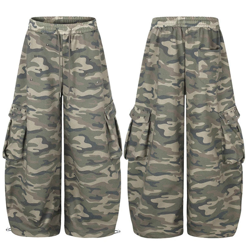 Damen Weite Cargohose im Camouflage-Design mit elastischem Bund und großen Taschen Shop Nory