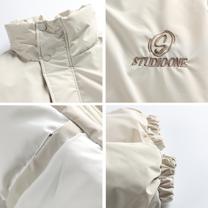 Unisex Boxy wattierte Kurzjacke mit Stehkragen und verdeckter Druckknopfleiste Shop Nory