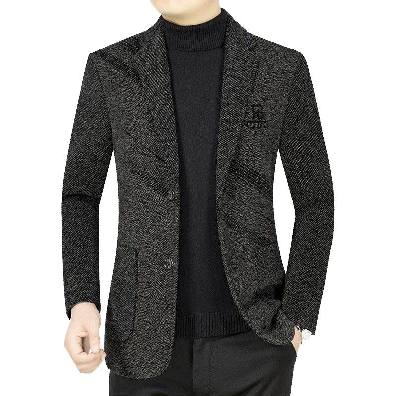 Herren Schmal geschnittenes City-Sakko aus Strickoptik mit Reverskragen und dezenter Logostickerei Shop Nory
