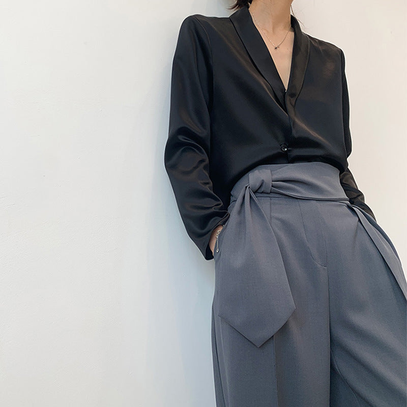 Damen Luxuriöses Satinbluse Shop Nory