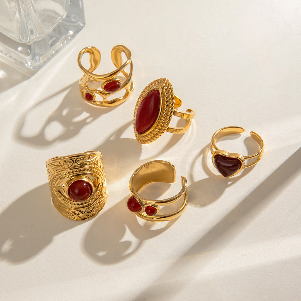 Damen Offener Ring mit Herzdesign und verstellbarer Größe Shop Nory